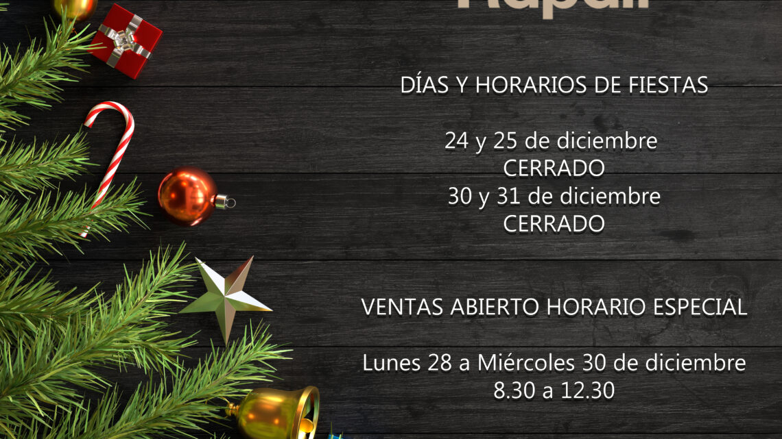 DÍAS Y HORARIOS DE FIN DE AÑO
